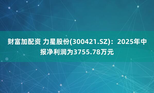 财富加配资 力星股份(300421.SZ)：2025年中报净利润为3755.78万元